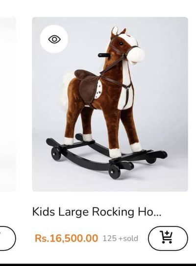 Large Kids Rocking Horse with Saddle & Stirrups - Wooden Base
