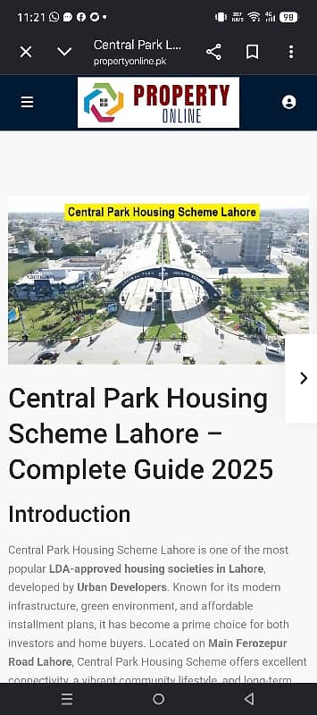 Spacious Residential Plot Is Available In Central Park - Block A1 For sale