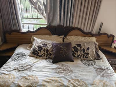 Wood bed | Side Drawer | Dressing Table