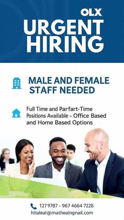 Hiring staff male female for office based, home based job