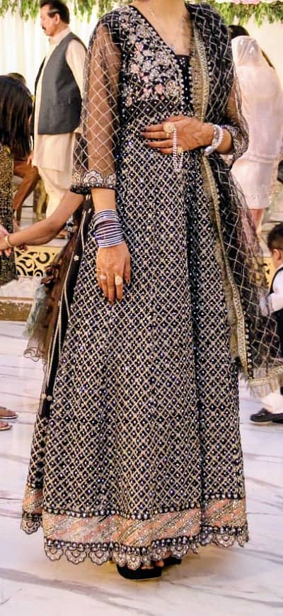 Luxury Black Heavy Embroidery Maxi | Worn at Once