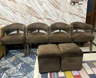 7 chair sale 4 brown 3 gray  with 4 table