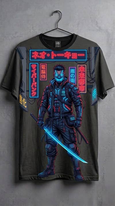 Cyber Samurai Oversized Printed T-Shirt