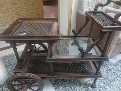 Wooden carved trolley