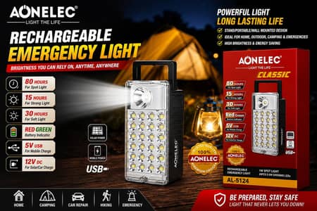 AONELEC AL-5124 Rechargeable Emergency Light | 24 LED | USB Chargi