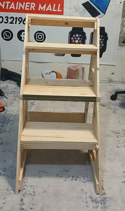 Foldable wooden chair and ladder