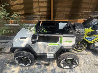 Kids Electric Ride-On Jeep 4x4 + Police Bike – Excellent Condition