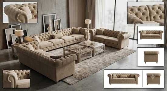 Luxury Chester Sofa Set | Brand New | Premium Quality | 700000