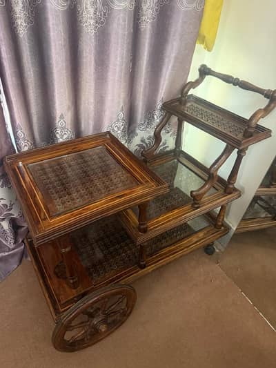 wood tea trolley .