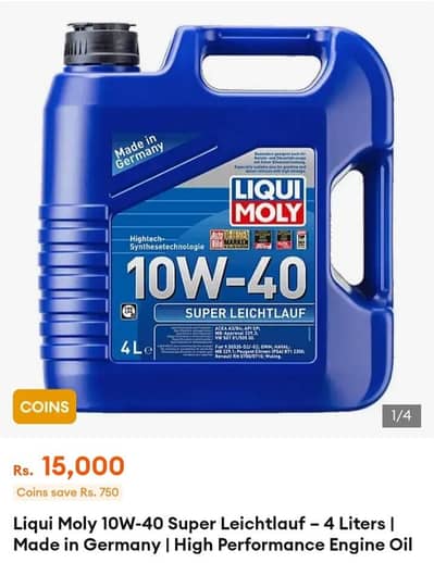 liqui moly 10W -40 supper  leichtlauf 4 liters made in Germany