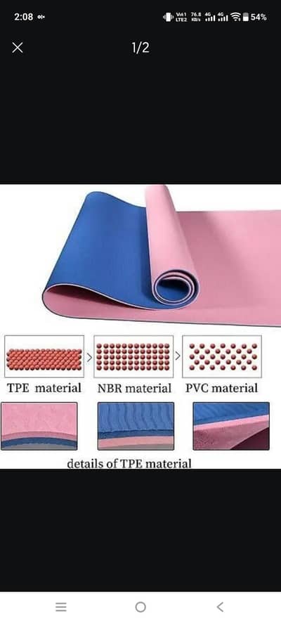 Longanchang Non-Slip TPE Yoga Mat with Towel & Mesh Bag