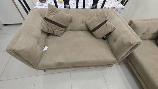 Sofa Set 6 Six Seater Boucle Fabric Slightly Home Used