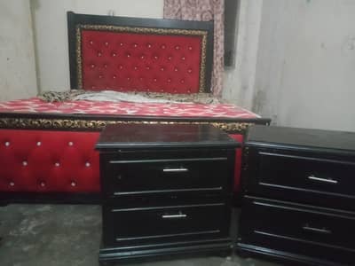 bed and side table