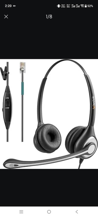 WANTEK RJ9 TELEPHONE HEADSET WITH MICROPHONE