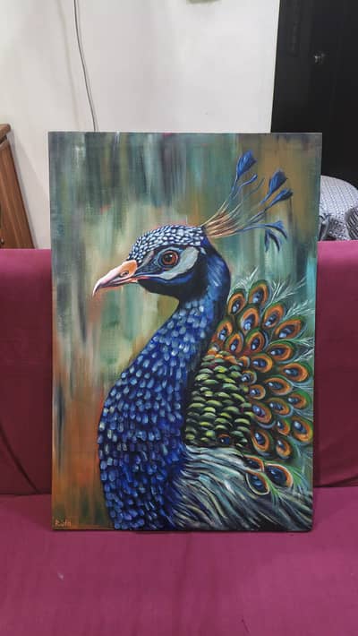 peacock painting on canvas