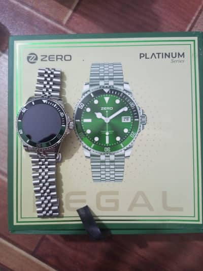 ZERO Platinum Series AMOLED Smart Watch with Box - Silver Green