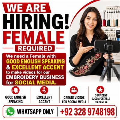 Urgent Hiring – Female English Speaker for social media videos
