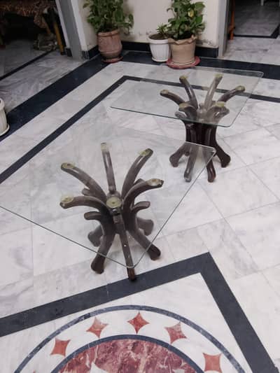 Urgent saleGlass Top Side Tables / Coffee Tables Pair (Good Condition)