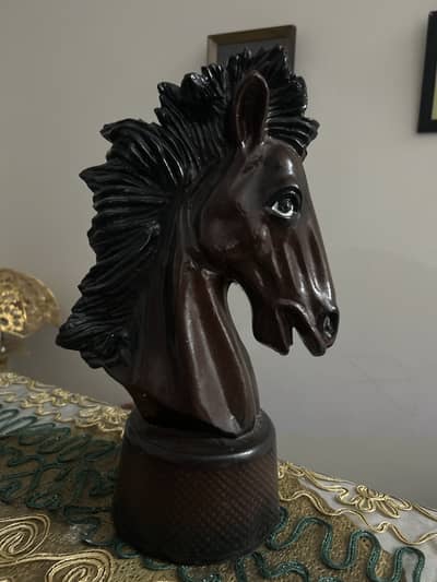 Wood Horse Face Sculpture — Nordic Style Handmade Tabletop Art