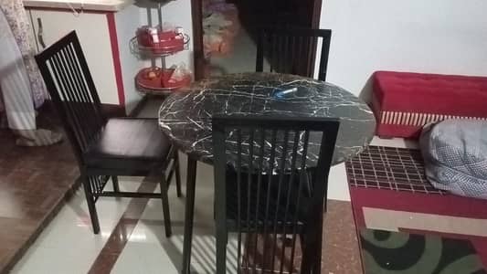 DINNIG TABLE - TOP MARBLE WITH THREE CHAIR