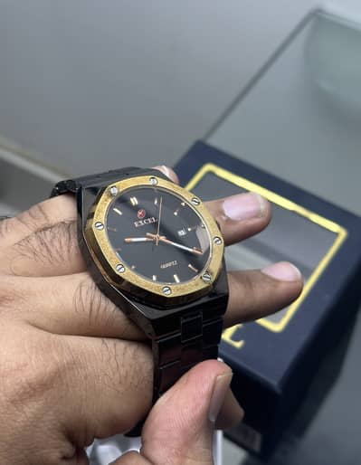 Excel Black Gold Watch