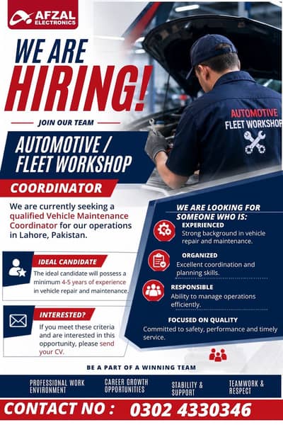 Car Maintaining Worker Required