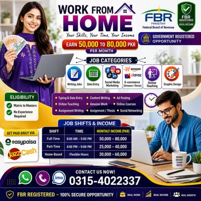 Online Jobs, Assignment Writing, Data Entry, Typing job, Part Time Job