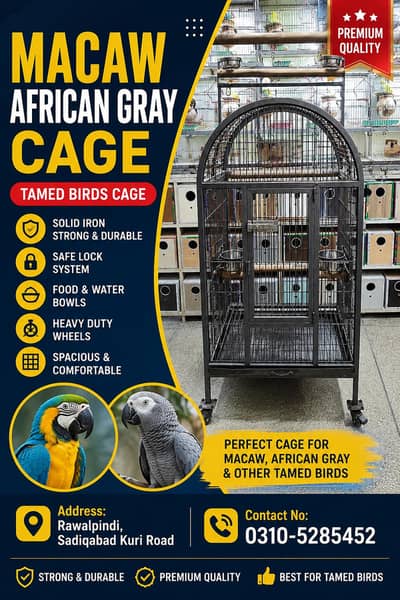 Big Size Raw, macaw, African gray Cage.