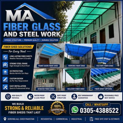 Fiberglass Sheds / Fiber Glass Sheet / Fiber glass shade door security