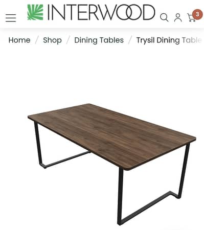 interwood dining table only, turkish centre and side tables