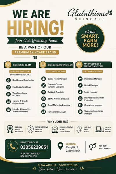 Need staff for marketing & Management