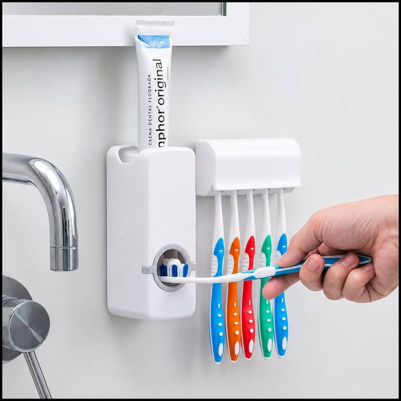 Automatic Toothpaste despenser With 5 Toothpaste Brush Holder 4