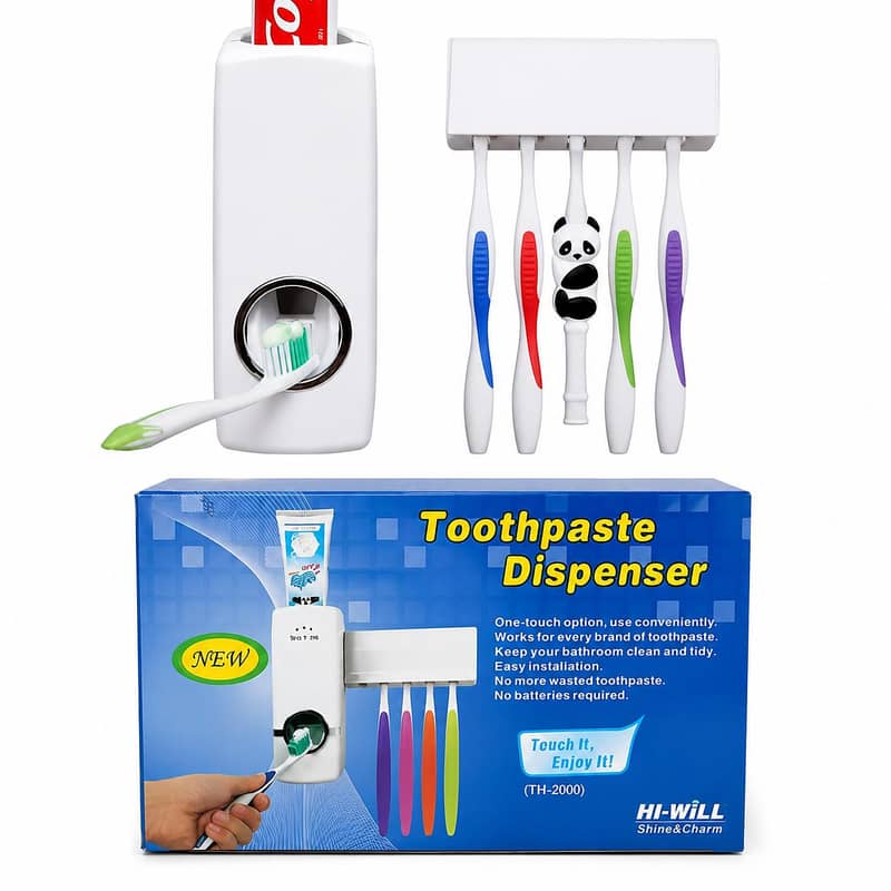 Automatic Toothpaste despenser With 5 Toothpaste Brush Holder 7