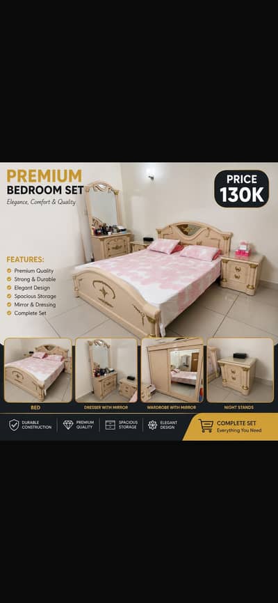 Furniture - Bedroom set - King size bed set - side table - wardrobe