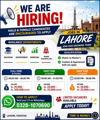 Hiring Staff for Marketing & HR – Lahore
