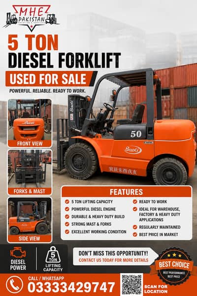 Used Baoli 5 Ton Diesel Forklift For Sale | Heavy Duty MHE Forklift