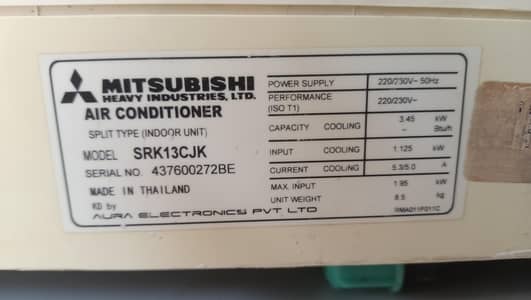 mitsubishi 1 ton ac original condition original gas