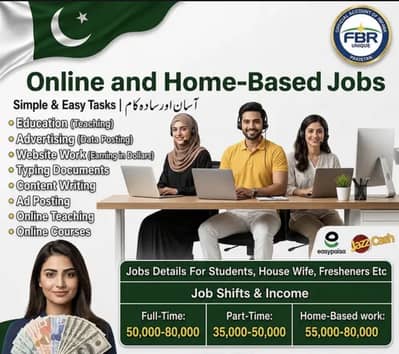 Online home base work for both male and female, FBR registered
