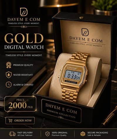 Digital premium gold watch