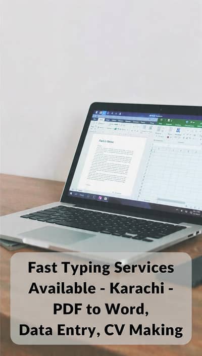 Fast typing, PDF to work, data entry, CV making.
