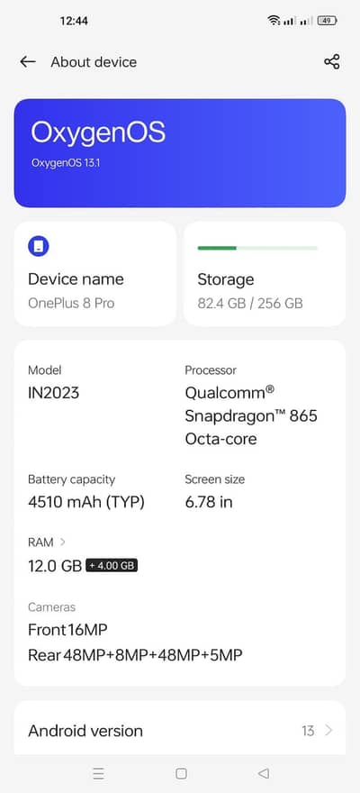 OnePlus 8 Pro PTA Approved 12GB RAM / 256GB Storage