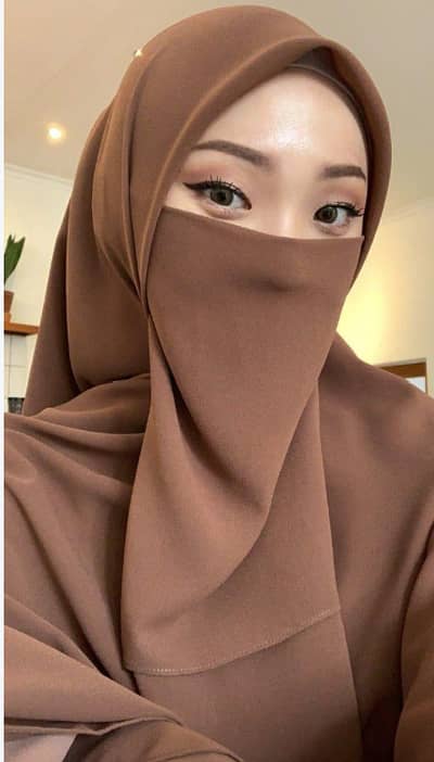 Chiffon 2 Pcs Hijab Set Brown Plain Lightweight