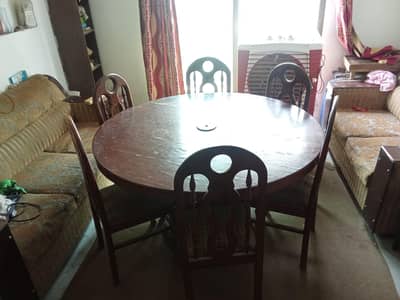 Wooden table for Sale, with 6pc chair.