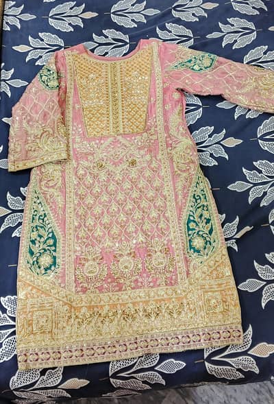 3 Piece Dress with Heavy Golden Work