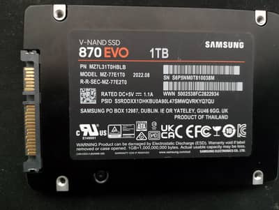 Samsung 1TB 870 Evo SSD, Selling 2 Units, Perfectly Working Order