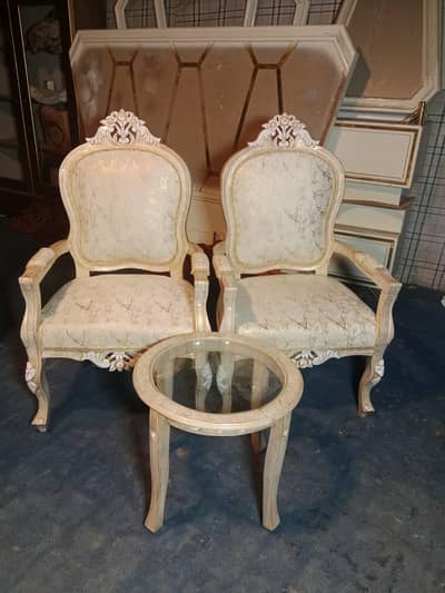 Flower chairs important Fabric white colour