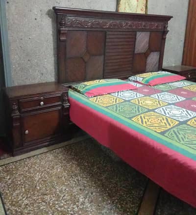 King Size Wooden Bed Set with Mattress & Dressing Table