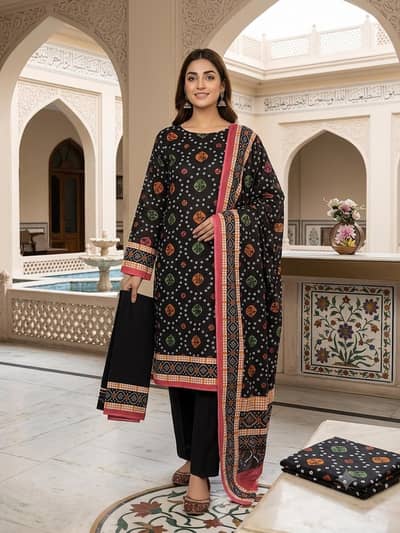 summer collection Premium Lawn 3pc chunri Latest Dress