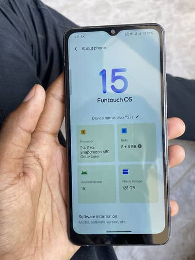 Vivo Y27s | 8+8GB/128GB | Dual Sim Approved | Snapdragon 680 | All Ok
