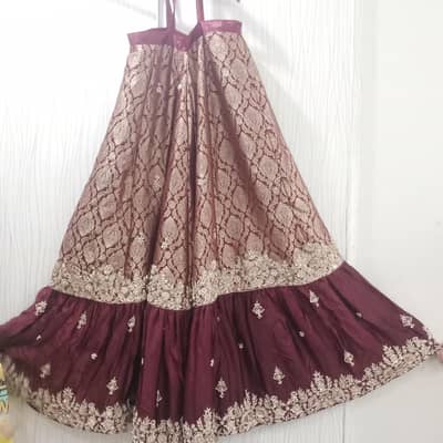 Maroon Velvet Bridal Lehenga Choli - Heavy Zardozi Work 3 Piece